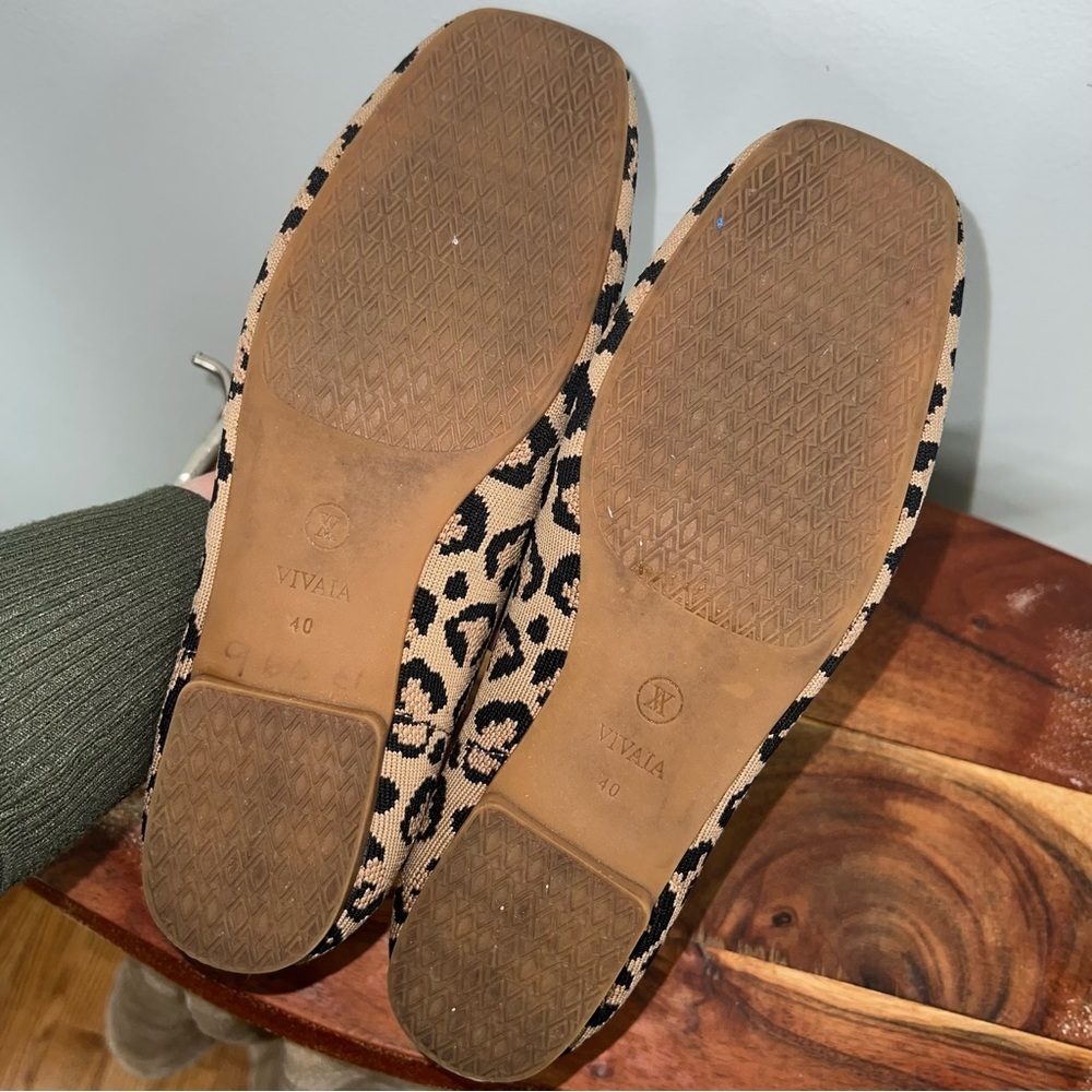 VIVAIA Leopard Print Knit Flats Square Toe Comfortable Slip On Shoes Women’s 9 - Picture 4 of 12